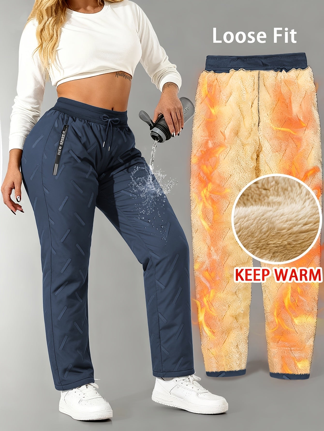 Damen Gefütterte Jogginghose Warm Winter Cargohose Sporthose