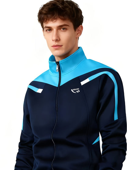 Men’s two-piece tracksuit with stand-up collar jacket and pants