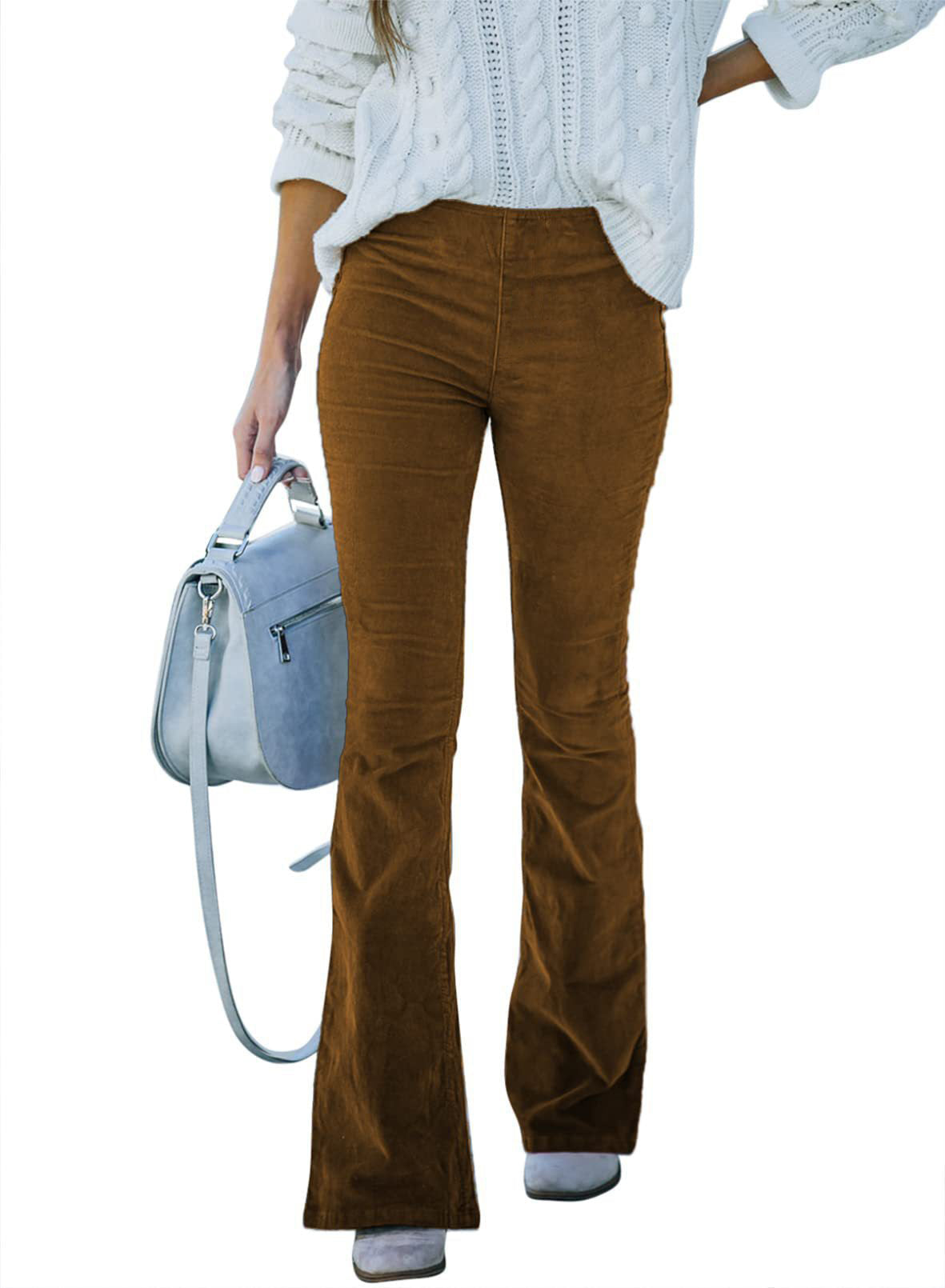 Tara – high-waisted, slim-fit, solid color micro-wide flared pants