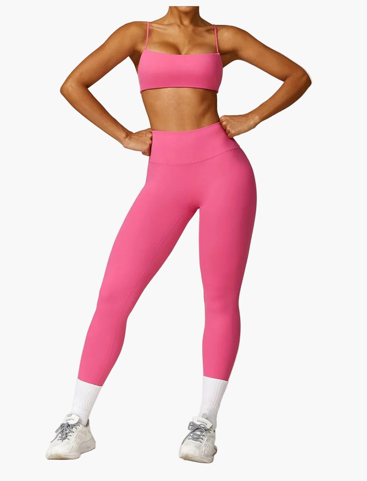 Women's 2-piece High Waist Sport Leggings & Top Set – Contemporary Exercise and Yoga Outfit