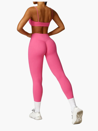 Women's 2-piece High Waist Sport Leggings & Top Set – Contemporary Exercise and Yoga Outfit