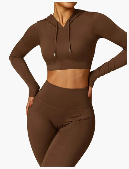 Women's 2-piece High Waist Sport Leggings & Top Set – Contemporary Exercise and Yoga Outfit