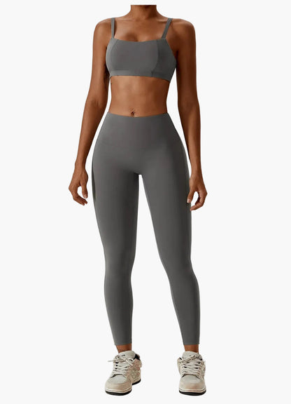 Women's 2-piece High Waist Sport Leggings & Top Set – Contemporary Exercise and Yoga Outfit
