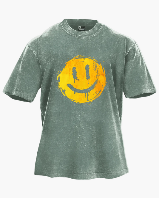 Herren Oversize T-Shirt mit Smiley Print – Streetwear Style für Freizeit und Alltag