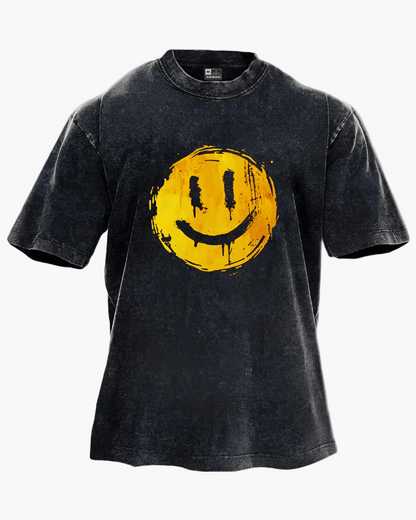 Herren Oversize T-Shirt mit Smiley Print – Streetwear Style für Freizeit und Alltag