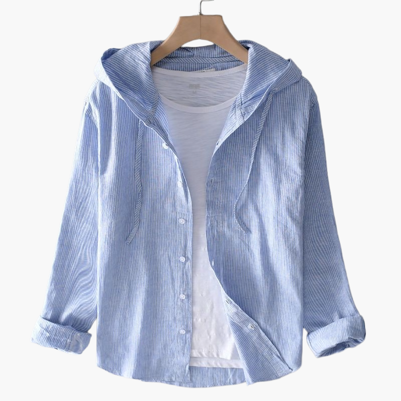 Women's hooded shirt with stripes, casual style, relaxed and versatile