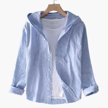Women's hooded shirt with stripes, casual style, relaxed and versatile