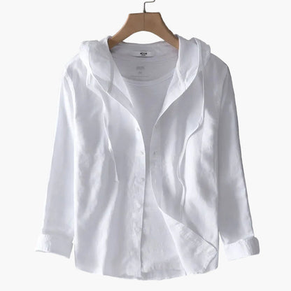 Women's hooded shirt with stripes, casual style, relaxed and versatile