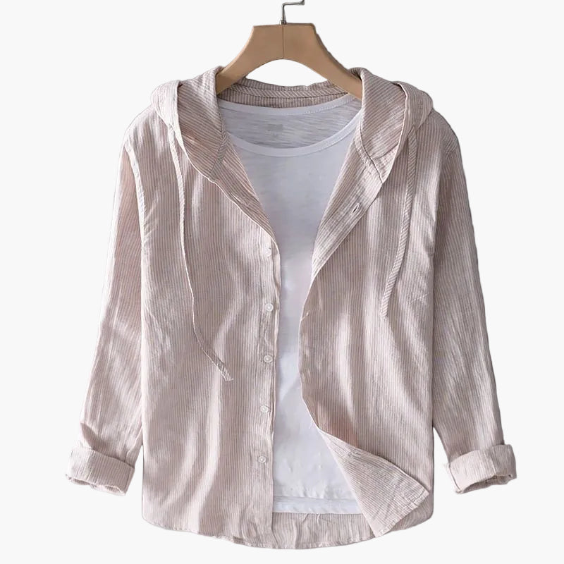 Women's hooded shirt with stripes, casual style, relaxed and versatile