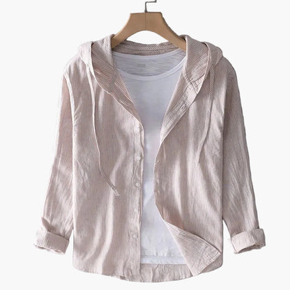 Women's hooded shirt with stripes, casual style, relaxed and versatile