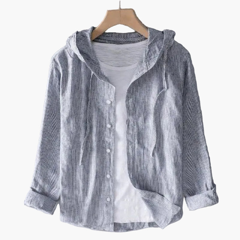 Women's hooded shirt with stripes, casual style, relaxed and versatile