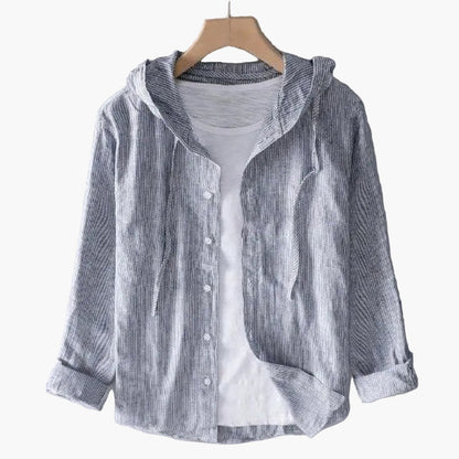 Women's hooded shirt with stripes, casual style, relaxed and versatile