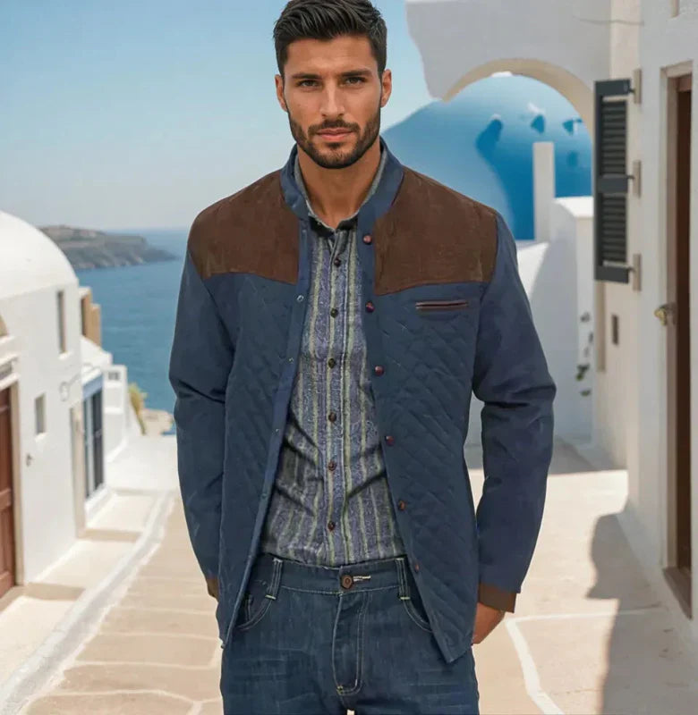 Herren Steppjacke im Patchwork-Stil – Elegante Übergangsjacke für Alltag und Freizeit