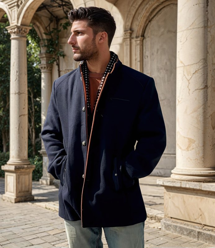 Herren Eleganter Knightsman Mantel – Stilvoller Slim Fit Wintermantel mit Abnehmbarem Kragen