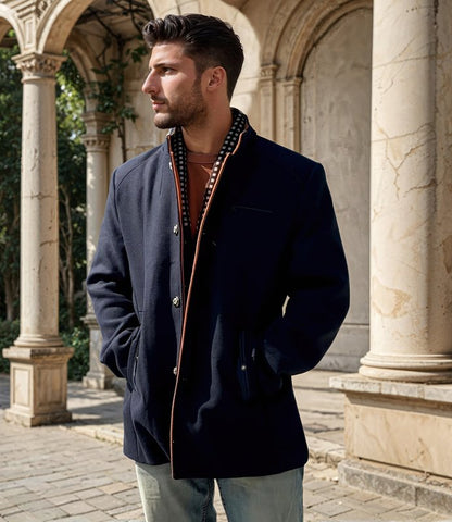 Herren Eleganter Knightsman Mantel – Stilvoller Slim Fit Wintermantel mit Abnehmbarem Kragen