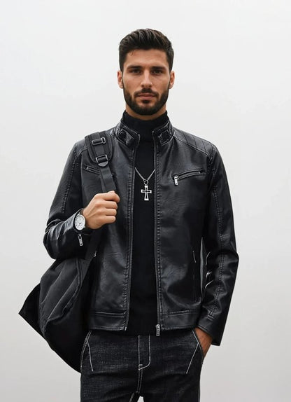 Herren Bikerjacke im modernen Stil – Lässige PU-Lederjacke für Alltag & Ausgehen