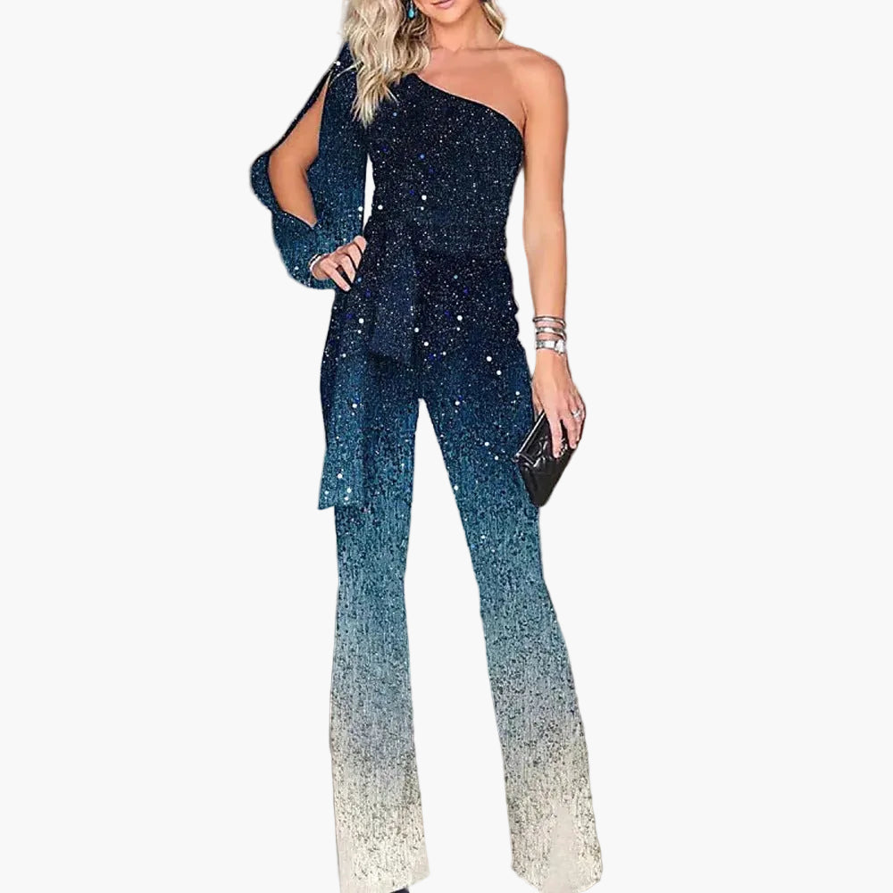 Damen Retro Disco Einarm Jumpsuit – Stilvoller Overall für Party & Event