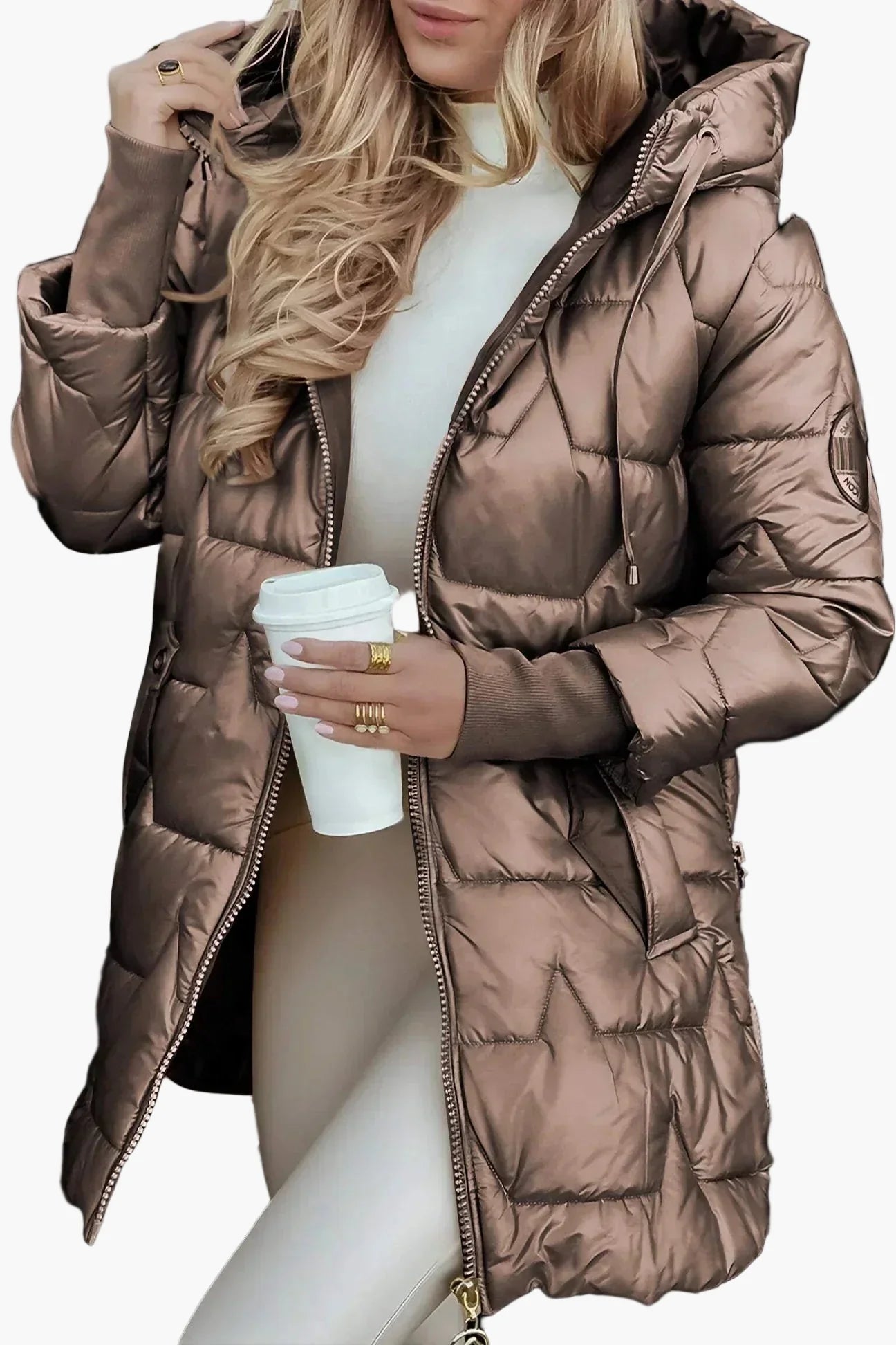 Damen Steppjacke mit Kapuze – Eleganter Herbst- und Wintermantel für Alltag und Freizeit