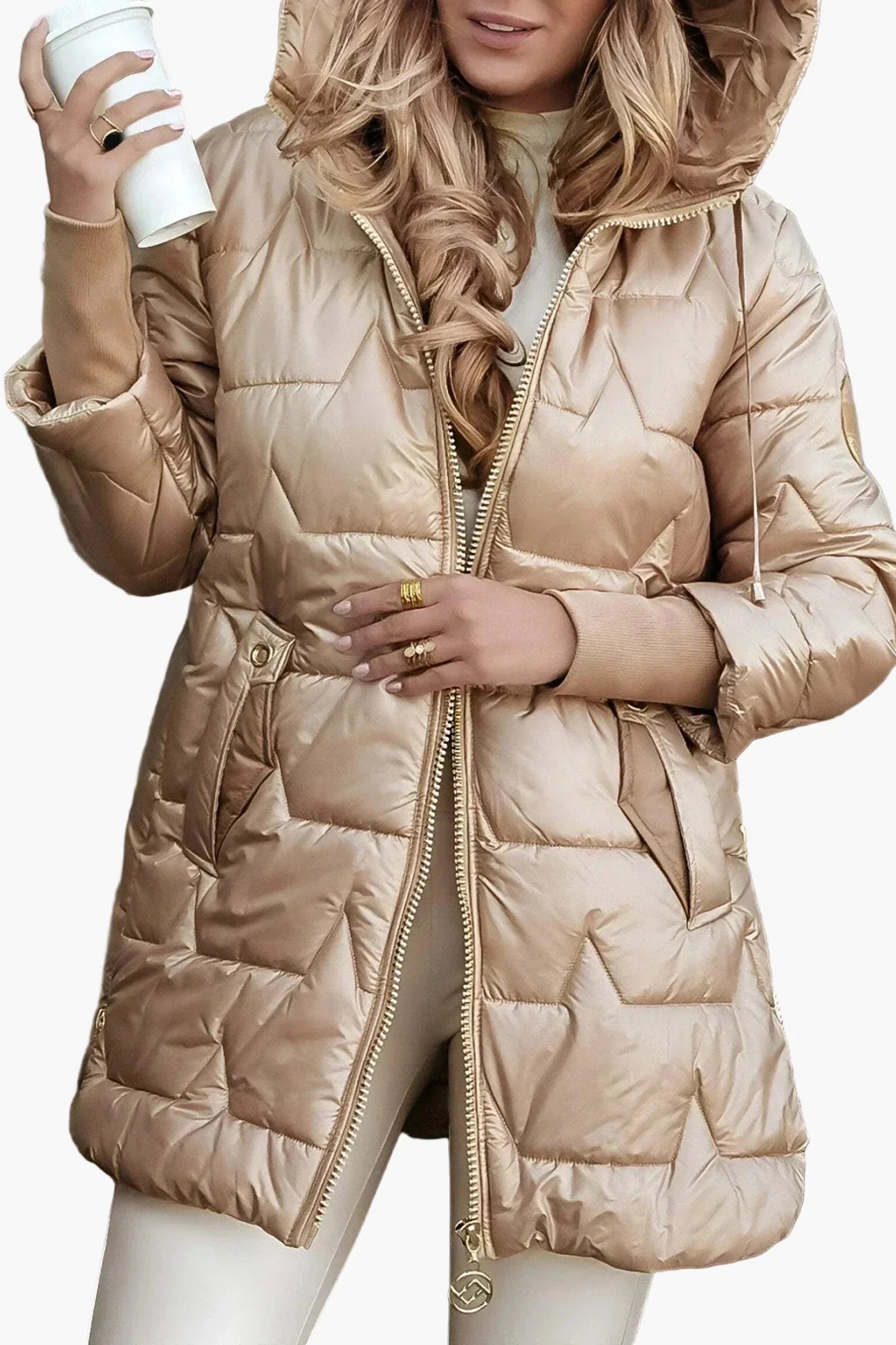 Damen Steppjacke mit Kapuze – Eleganter Herbst- und Wintermantel für Alltag und Freizeit