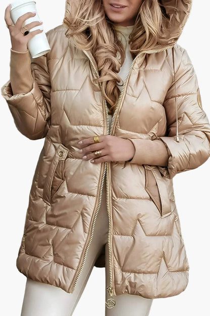 Damen Steppjacke mit Kapuze – Eleganter Herbst- und Wintermantel für Alltag und Freizeit