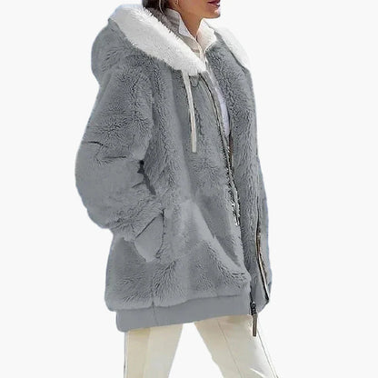 Women's winter jacket with hood and zipper – fashionable stripes, comfortable for everyday and leisure use