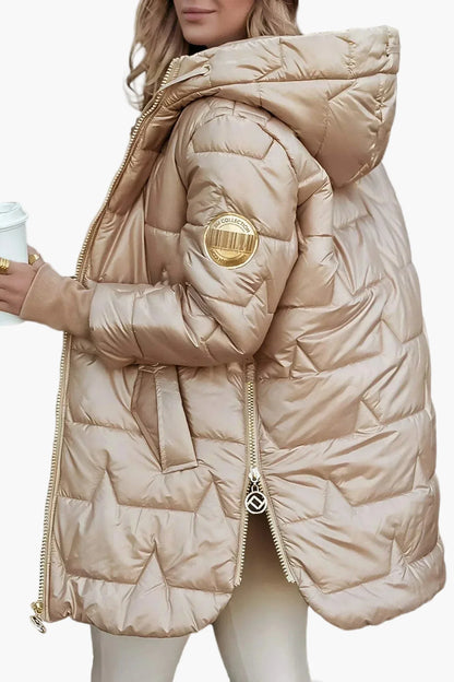 Damen Steppjacke mit Kapuze – Eleganter Herbst- und Wintermantel für Alltag und Freizeit