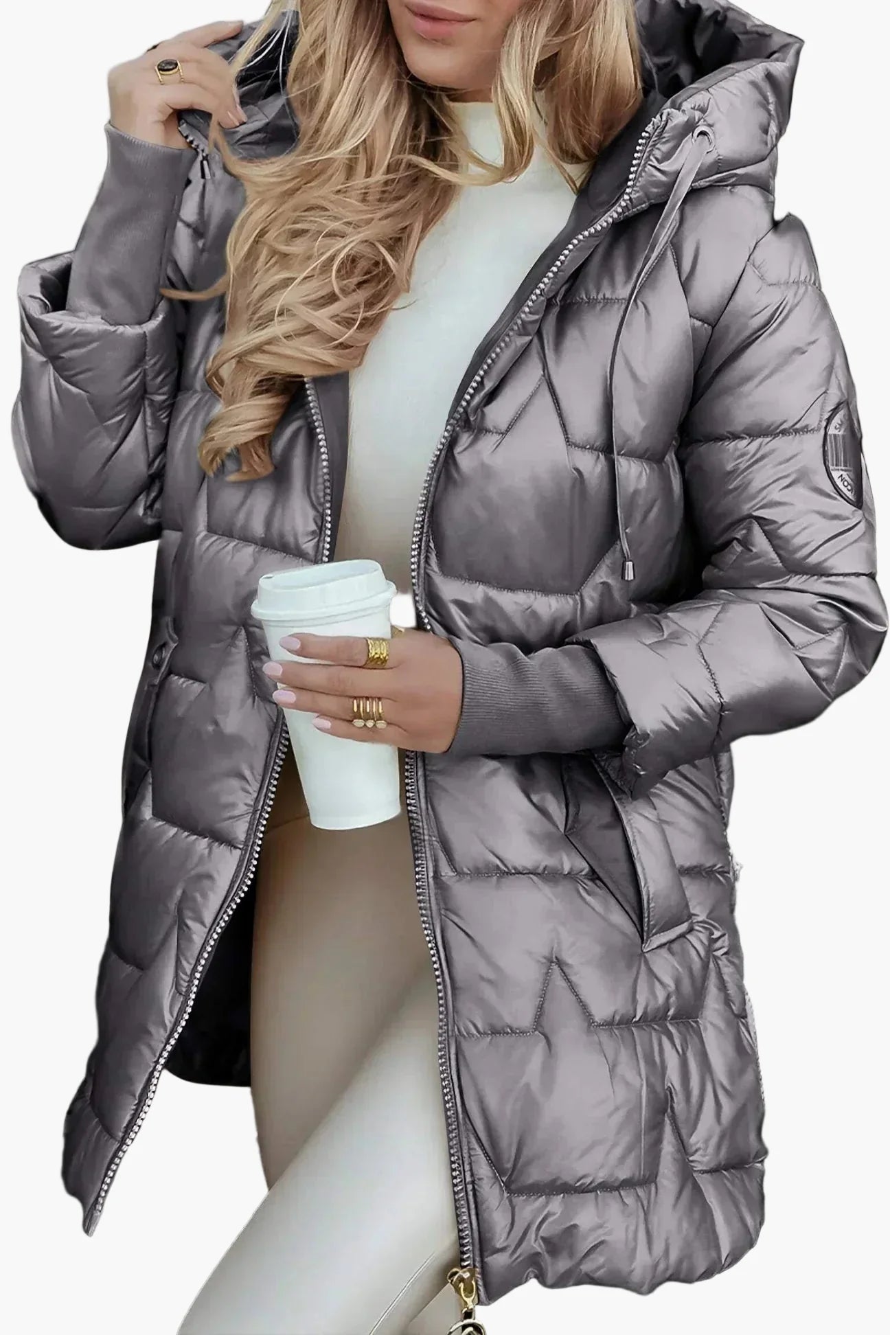 Damen Steppjacke mit Kapuze – Eleganter Herbst- und Wintermantel für Alltag und Freizeit