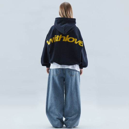 Unisex Oversize Streetwear Hoodie mit Kapuze und Schriftzug – Lässiger Urban Look für Alltag und Freizeit
