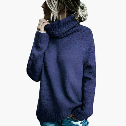 Damen Oversize Rollkragenpullover – Lässiger Strickpullover für Herbst und Winter