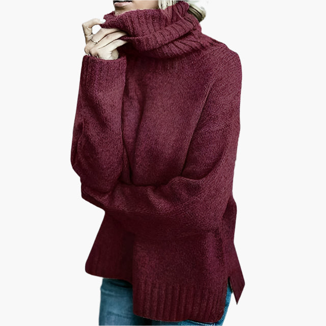 Damen Oversize Rollkragenpullover – Lässiger Strickpullover für Herbst und Winter