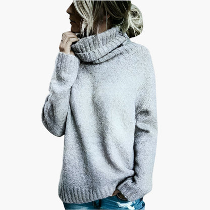 Damen Oversize Rollkragenpullover – Lässiger Strickpullover für Herbst und Winter