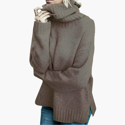 Damen Oversize Rollkragenpullover – Lässiger Strickpullover für Herbst und Winter