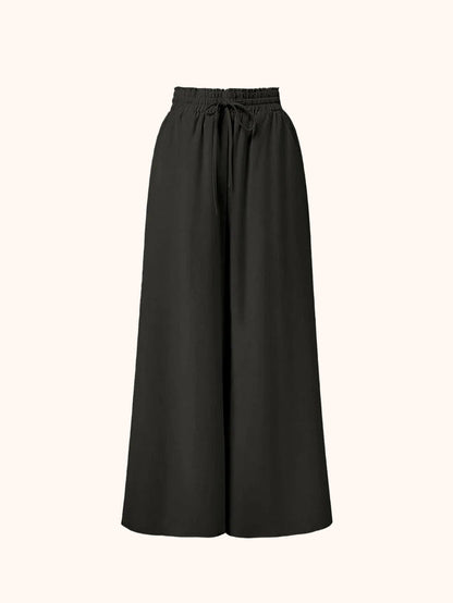Women's Palazzo Pants with Wide Legs and Paperbag Waist – Elegant High-Waist Style for Casual and Formal Occasions