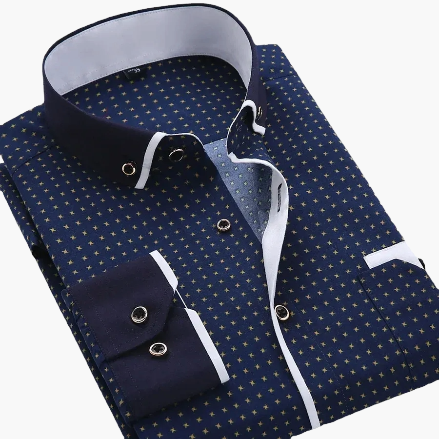 Men's Business-Casual Shirt with Modern Pattern and Contrast Details – Stylish for Office & Everyday Use