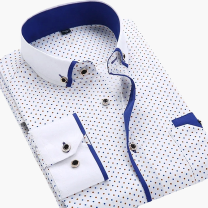 Men's Business-Casual Shirt with Modern Pattern and Contrast Details – Stylish for Office & Everyday Use