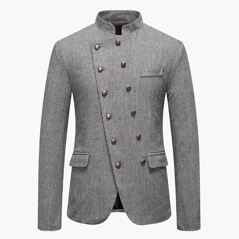Men's Stand Collar Blazer – Elegant Vintage Military Style for Festive Occasions or Business