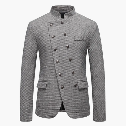 Men's Stand Collar Blazer – Elegant Vintage Military Style for Festive Occasions or Business