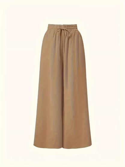 Women's Palazzo Pants with Wide Legs and Paperbag Waist – Elegant High-Waist Style for Casual and Formal Occasions