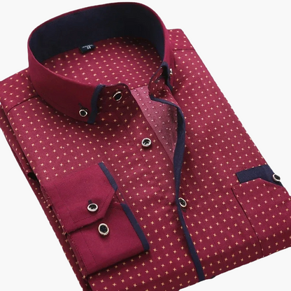 Men's Business-Casual Shirt with Modern Pattern and Contrast Details – Stylish for Office & Everyday Use