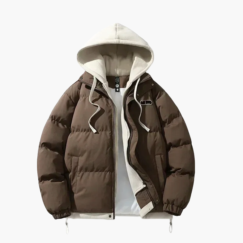 Men's winter quilted jacket with hood – fashionable outdoor jacket for everyday and leisure use