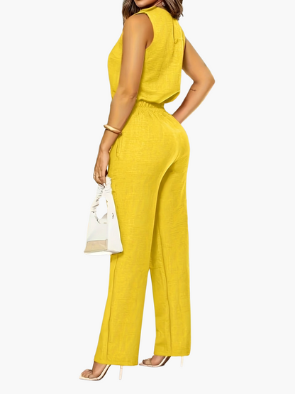Women's Elegant Business Jumpsuit with Straight Legs and Pockets – Perfect for the Office or Stylish Occasions