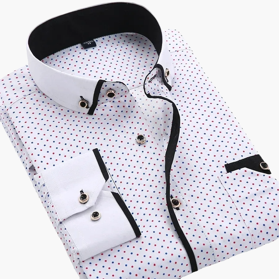 Men's Business-Casual Shirt with Modern Pattern and Contrast Details – Stylish for Office & Everyday Use