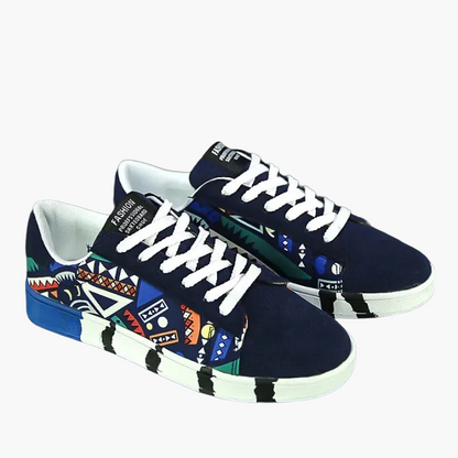 Men's sneakers with colorful geometric pattern – street style casual shoes for outdoor and everyday use
