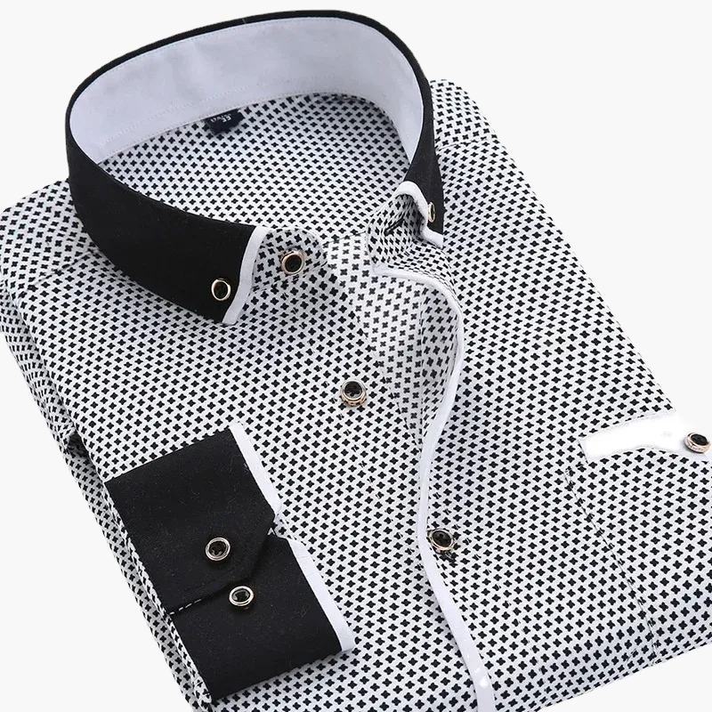 Men's Business-Casual Shirt with Modern Pattern and Contrast Details – Stylish for Office & Everyday Use