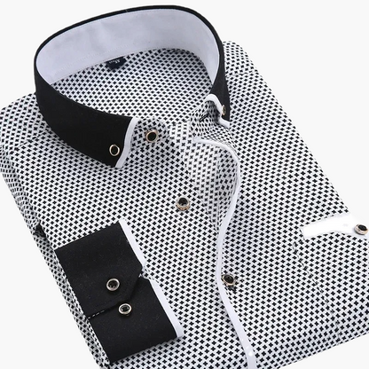 Men's Business-Casual Shirt with Modern Pattern and Contrast Details – Stylish for Office & Everyday Use