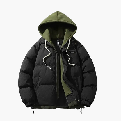 Men's winter quilted jacket with hood – fashionable outdoor jacket for everyday and leisure use