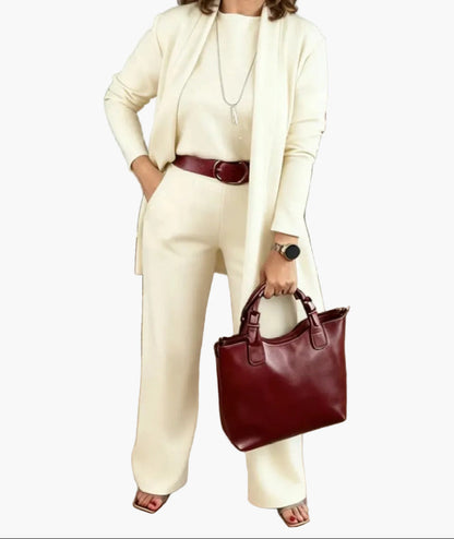 Women's 3-Piece Elegant Business Casual Set – Suit with Blazer, Shirt, and Pants for Office & Everyday