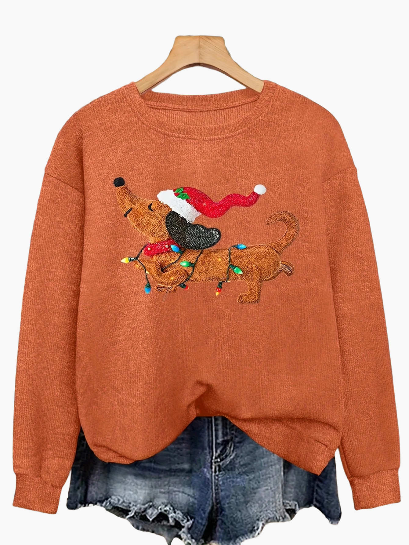 Women's Christmas Sweater with Dachshund Motif – Funny Casual Sweater for the Christmas Season