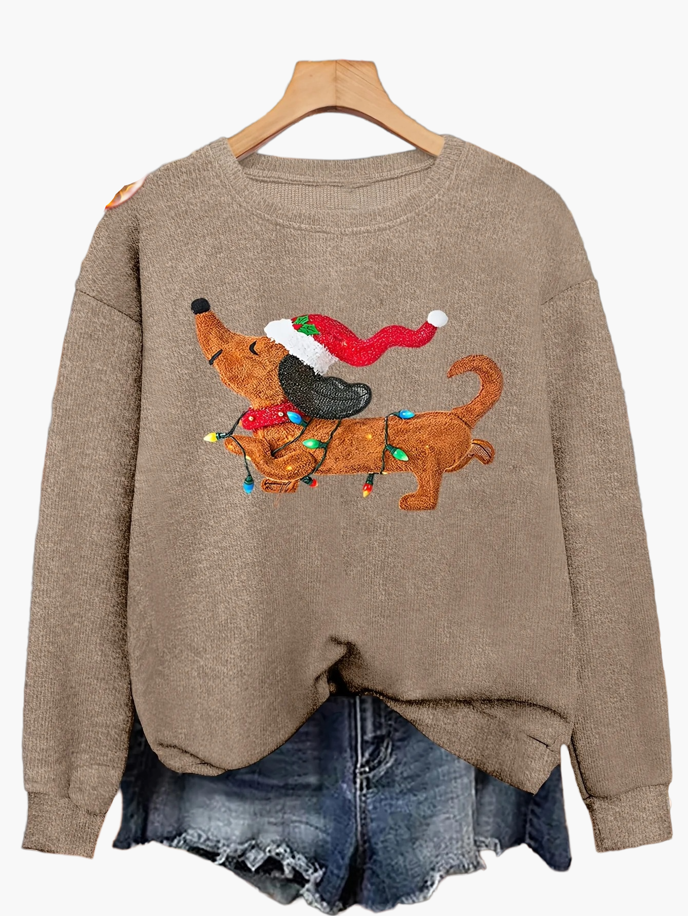 Women's Christmas Sweater with Dachshund Motif – Funny Casual Sweater for the Christmas Season