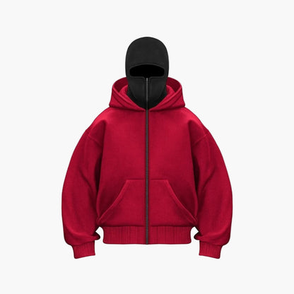 Unisex Urban Tech Zip Hoodie with integrated balaclava – Streetwear for everyday & outdoor